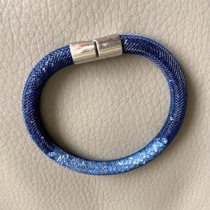 SWAROVSKI Stardust crystal bracelet in mesh tube sz M dark blue blackish